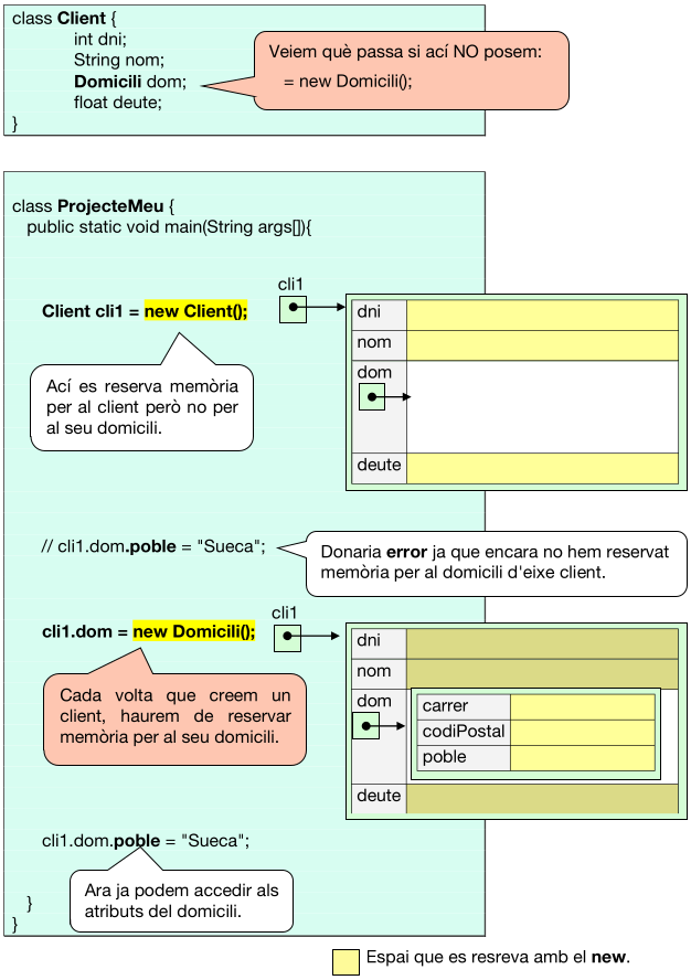 Sense instanciar l'atribut Objecte